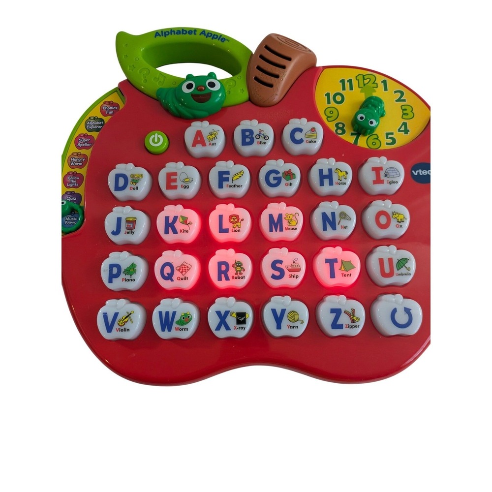 VTech Alphabet Apple Red Interactive Learning Toy Letters Phonics Clock 1390 - Picture 10 of 11